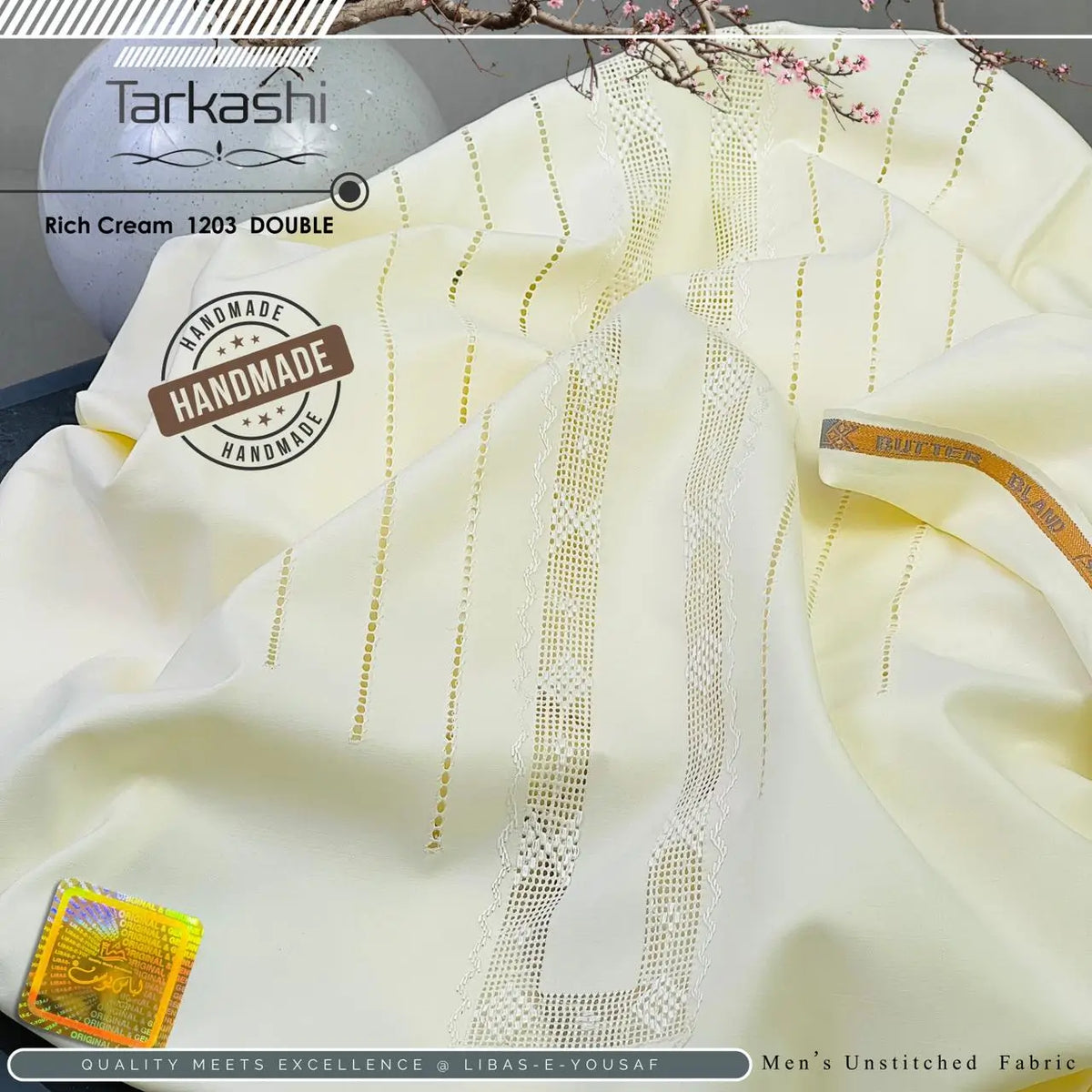 Butter Blend TarKashi | Crafted by Libas e Yousaf | Shade 1203 – Rich Cream