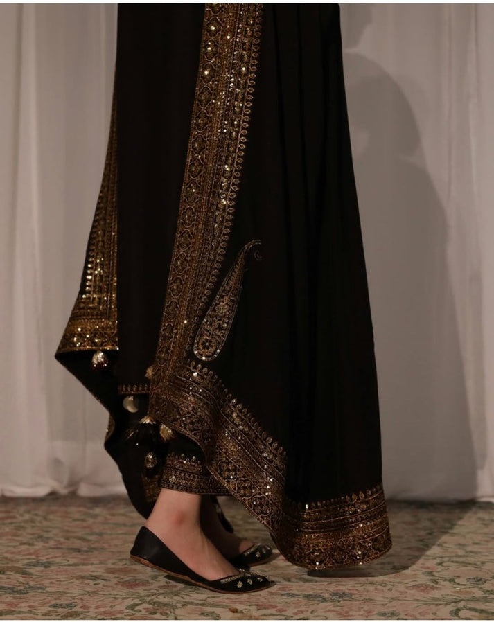 Dhanak-3PC Embroidered Shirt with Organza Sequins Embroidered Dupatta- 3373