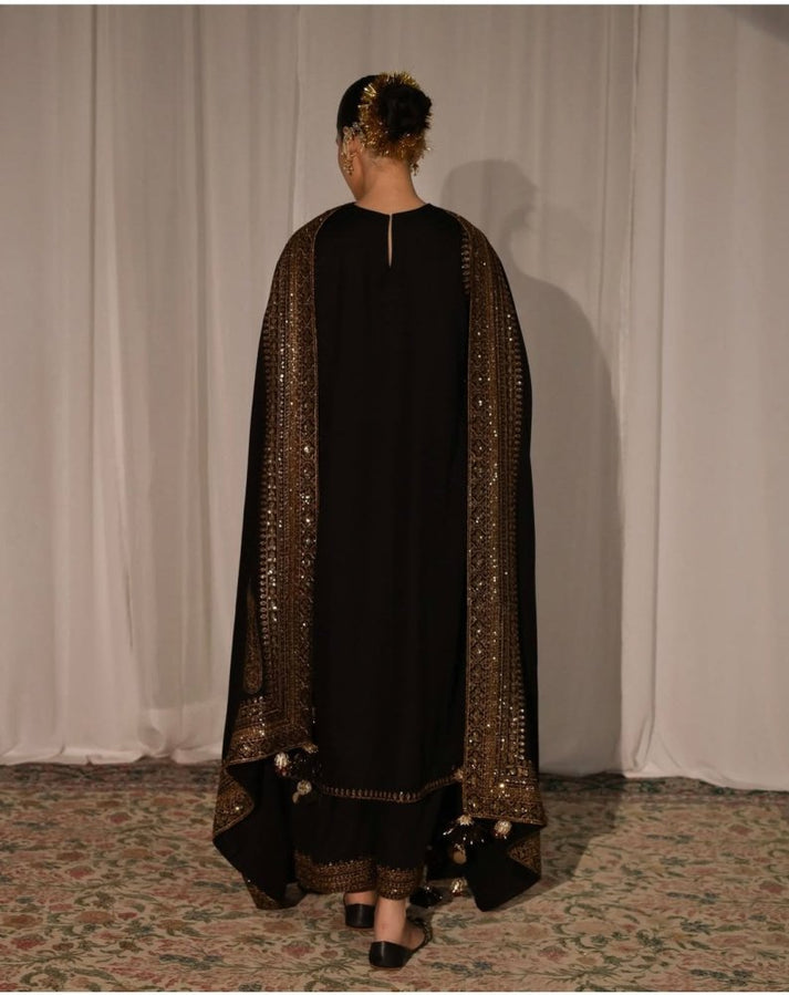 Dhanak-3PC Embroidered Shirt with Organza Sequins Embroidered Dupatta- 3373